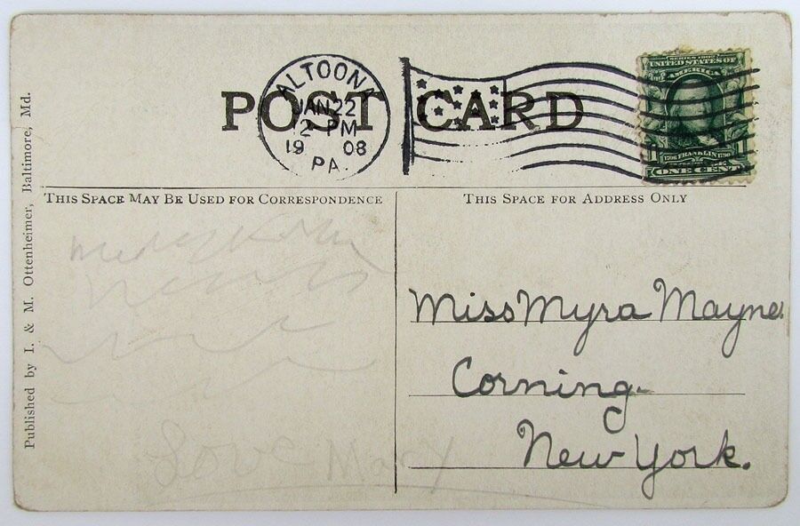 1908 ANTIQUE POSTCARD CASINO LAKEMONT PARK ALTOONA PA