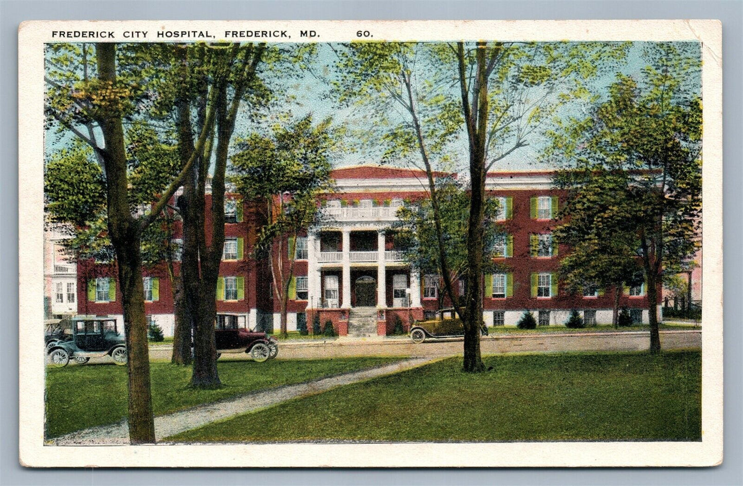 FREDERICK MD CITY HOSPITAL ANTIQUE POSTCARD HARDWARE CO. ADVERTISING