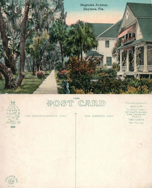 DAYTONA FL MAGNOLIA AVENUE ANTIQUE POSTCARD