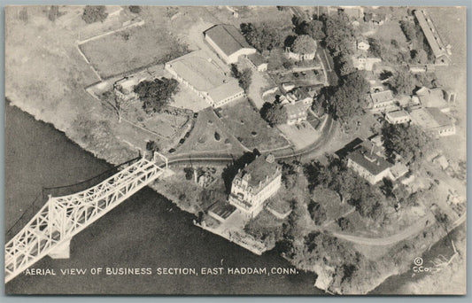 EAST HADDAM CT BUSINESS SECTION AERIAL VIEW VINTAGE POSTCARD