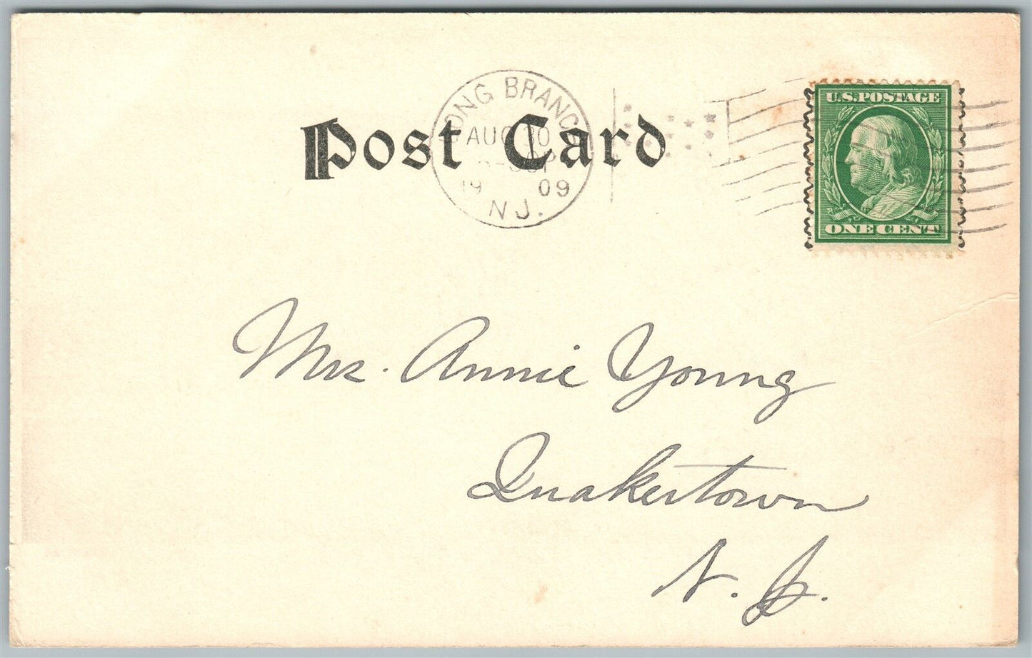 LONG BRANCH NJ SHADOW LAWN 1909 UNDIVIDED ANTIQUE POSTCARD