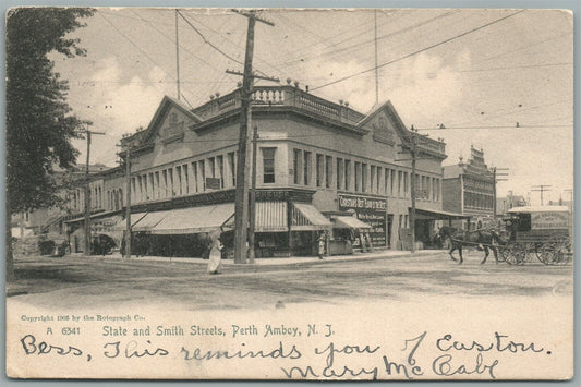 PERTH AMBOY NJ STATE & SMITH STREETS ANTIQUE POSTCARD
