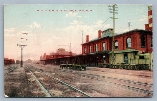 UTICA NY RAILROAD STATION ANTIQUE POSTCARD railway train depot