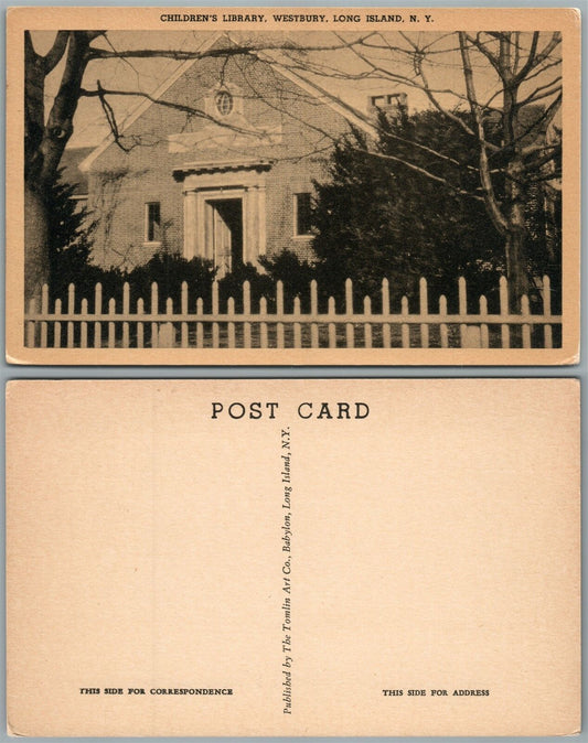 LONG ISLAND WESTBURY N.Y. CHILDRENS LIBRARY ANTIQUE POSTCARD