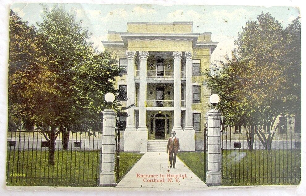 ENTRANCE TO HOSPITAL CORTLAND N.Y. 1914 ANTIQUE POSTCARD