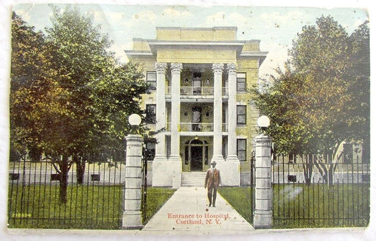 ENTRANCE TO HOSPITAL CORTLAND N.Y. 1914 ANTIQUE POSTCARD