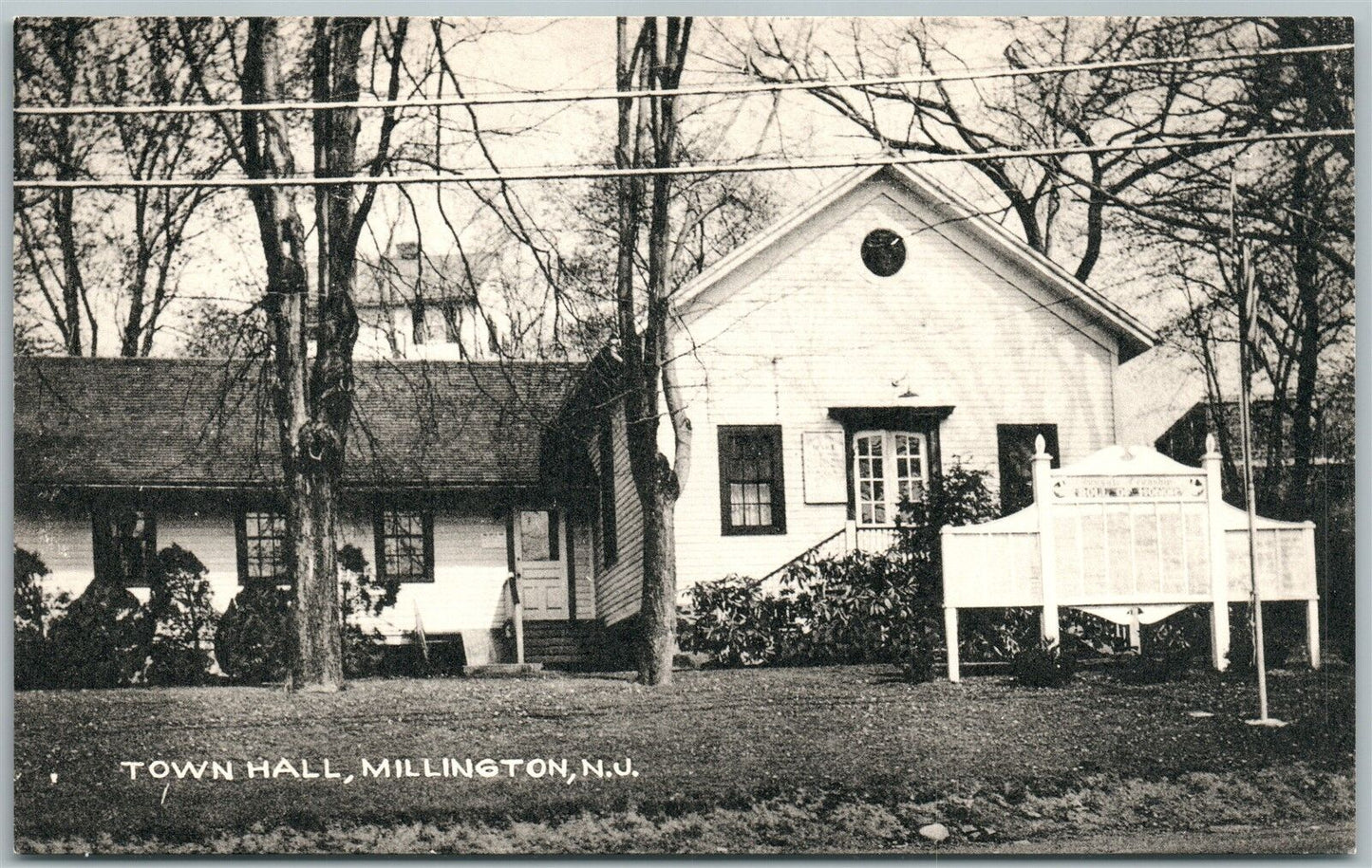 MILLINGTON NJ TOWN HALL VINTAGE POSTCARD