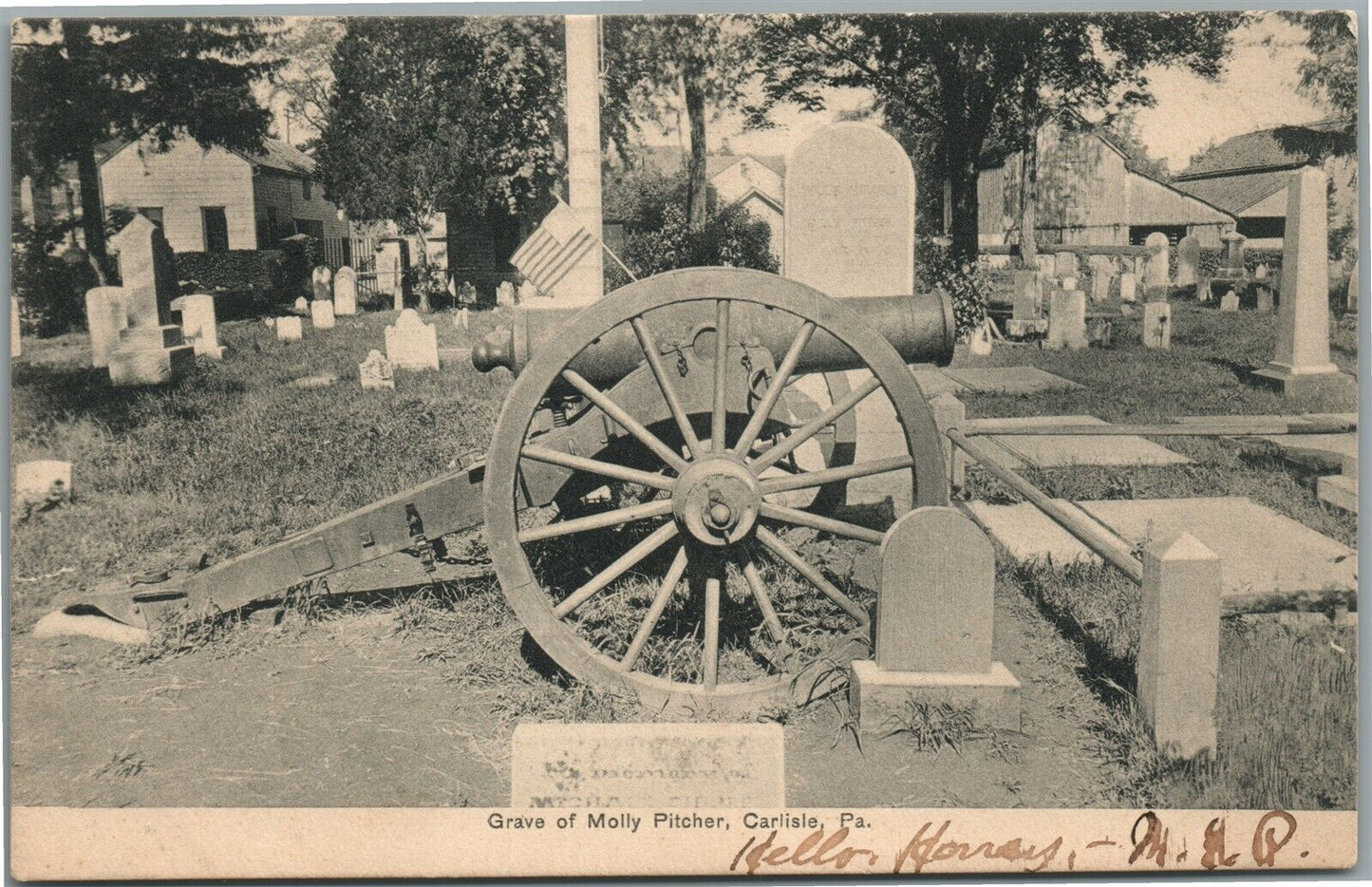 CARLISLE PA GRAVE OF MOLLY PITCHER ANTIQUE POSTCARD