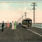 HAMPTON BEACH NH RIVER BRIDGE RAILROAD TRACKS TROLLEY ANTIQUE POSTCARD