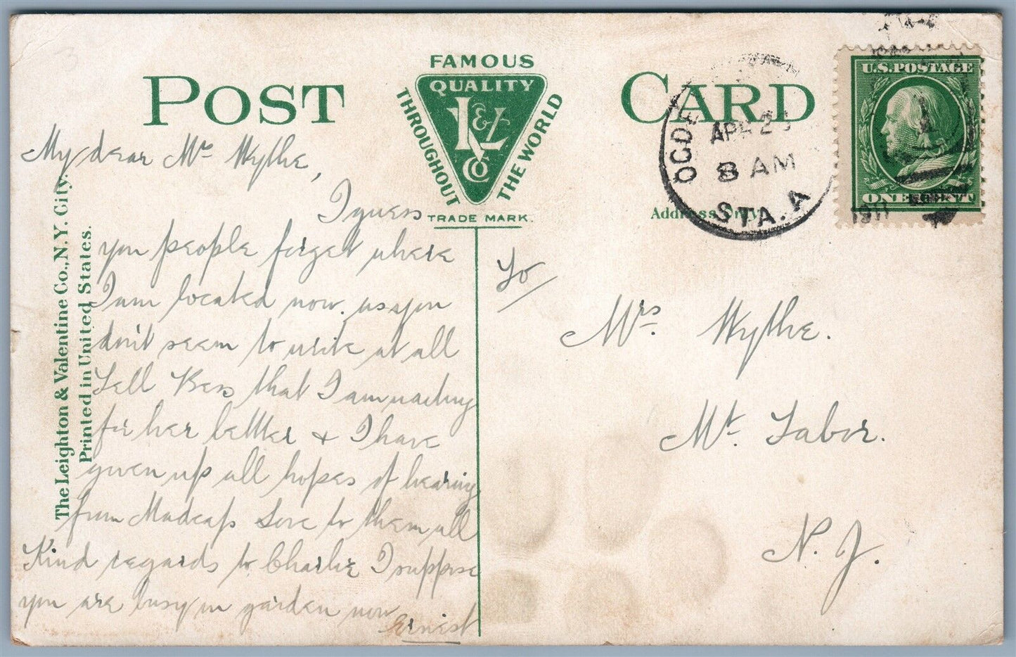 OGDENSBURG NY STEAMER ROCHESTER ANTIQUE POSTCARD