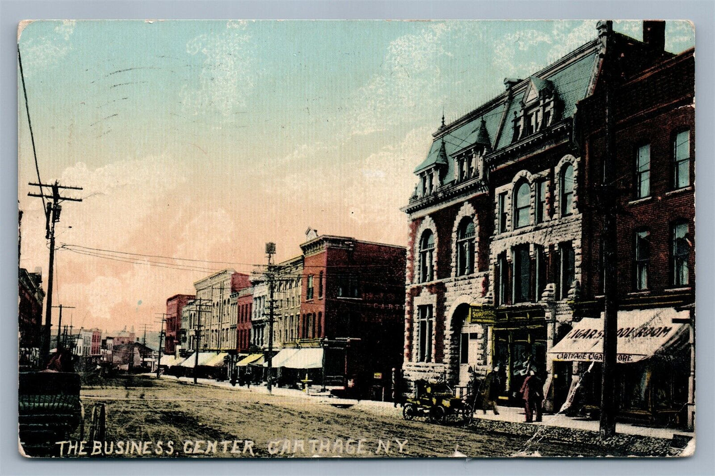 CARTHAGE NY BUSINESS CENTER ANTIQUE POSTCARD
