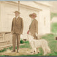 COUPLE w/ DOG HAND COLORED ANTIQUE REAL PHOTO POSTCARD RPPC