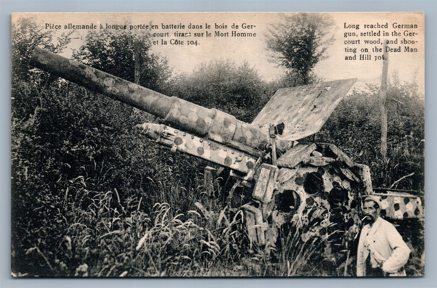 LONG REACHED GERMAN GUN ANTIQUE WWI POSTCARD artillery