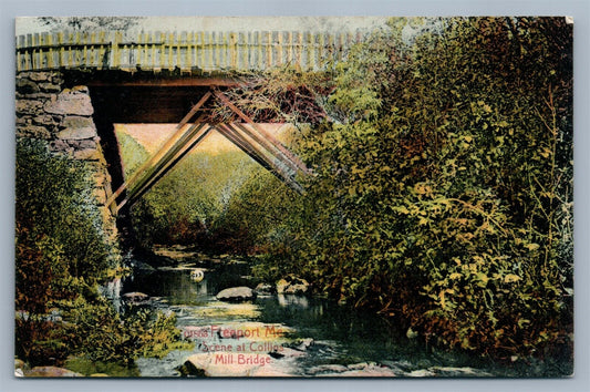 FREEPORT ME COLLINS MILL BRIDGE 1908 ANTIQUE POSTCARD