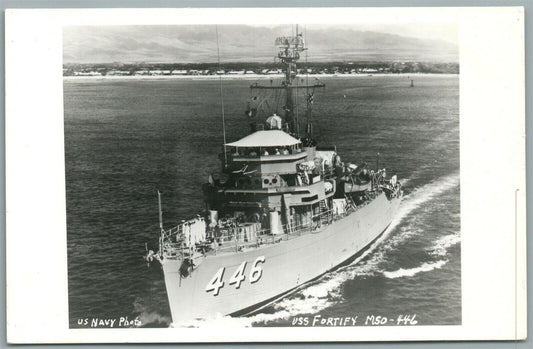 MILITARY SHIP USS FORTIFY VINTAGE REAL PHOTO POSTCARD RPPC