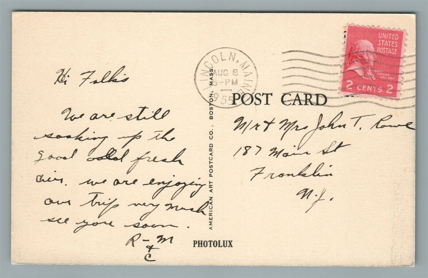 LINCOLN ME DEAD STREAM VINTAGE POSTCARD