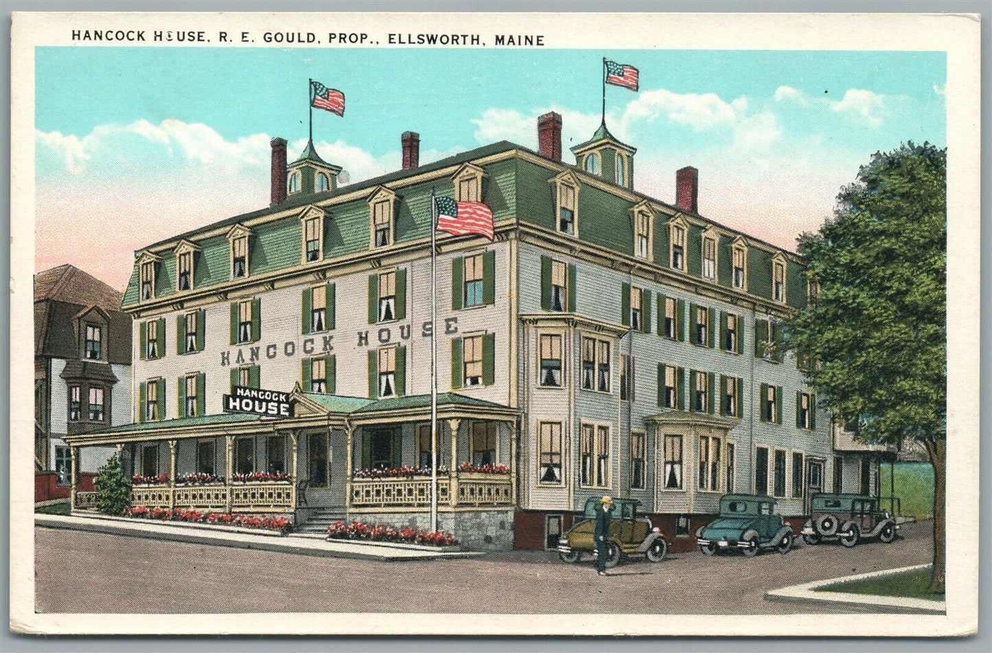ELLSWORTH ME HANCOCK HOUSE ANTIQUE POSTCARD