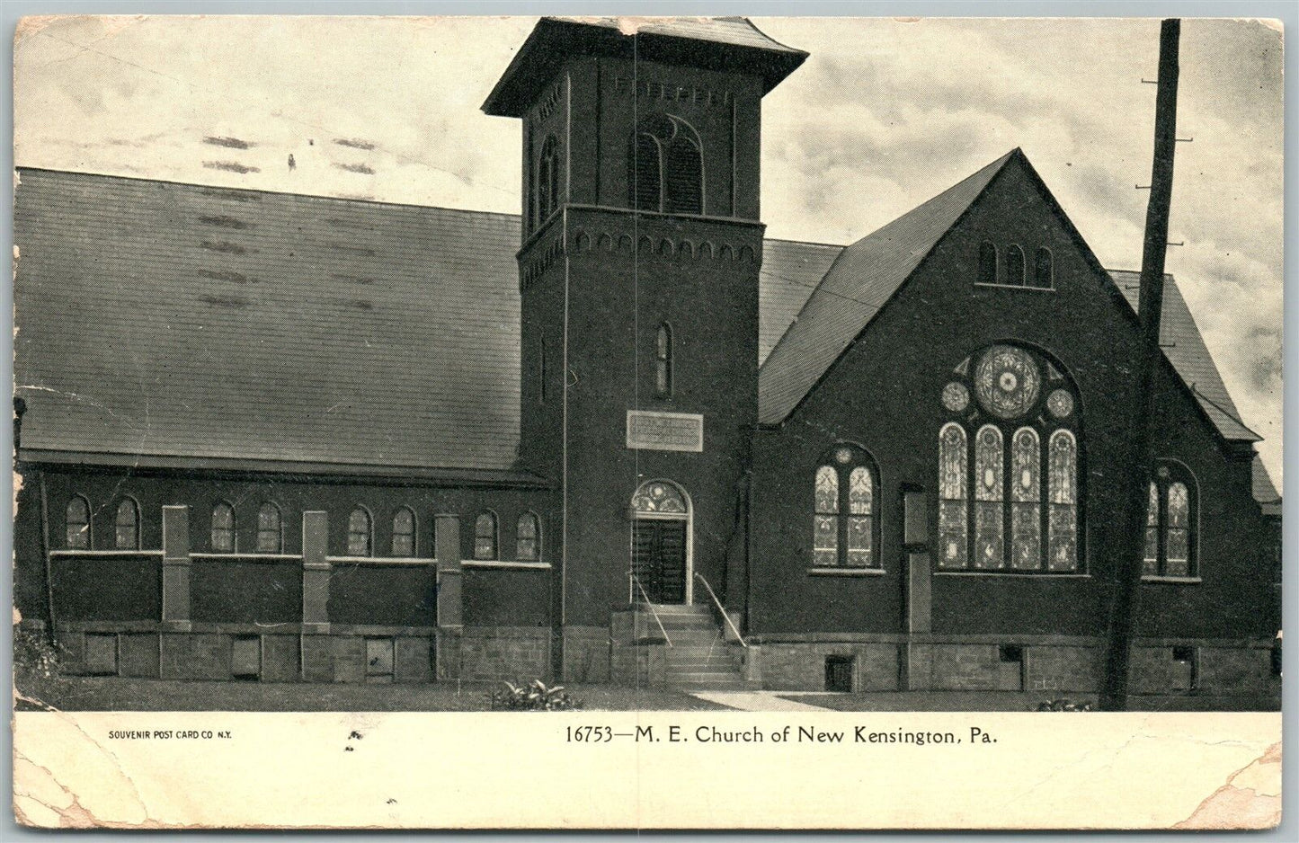NEW KENSINGTON PA M.E.CHURCH 1909 UNDIVIDED ANTIQUE POSTCARD
