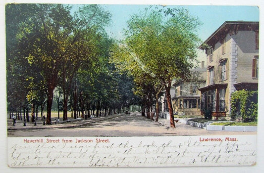 VINTAGE 1907 POSTCARD HAVERHILL STREET FROM JACKSON STREET LAWRENCE MASS.