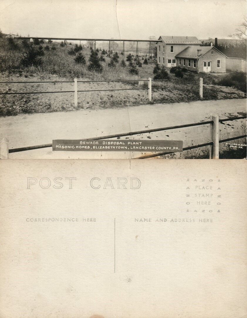 ELIZABETHTOWN PA MASONIC HOMES ANTIQUE RPPC PHOTO POSTCARD DISPOSAL PLANT