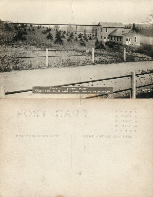 ELIZABETHTOWN PA MASONIC HOMES ANTIQUE RPPC PHOTO POSTCARD DISPOSAL PLANT