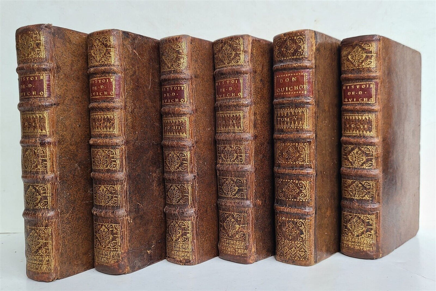 1713 DON QUICHOTTE DE LA MANCHE by CERVANTES 6 VOLUMES antique ILLUSTRATED