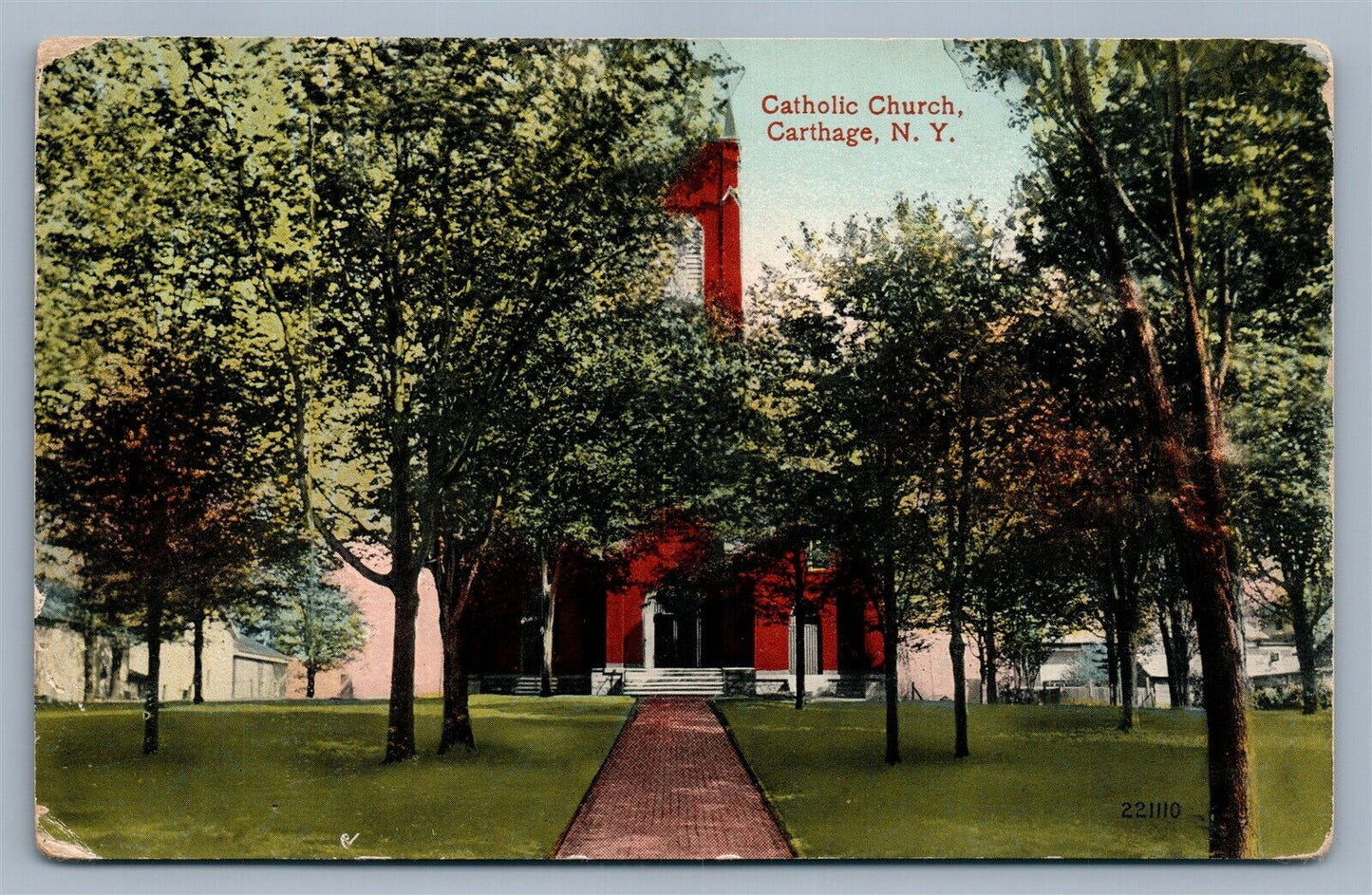 CARTHAGE NY CATHOLIC CHURCH ANTIQUE POSTCARD