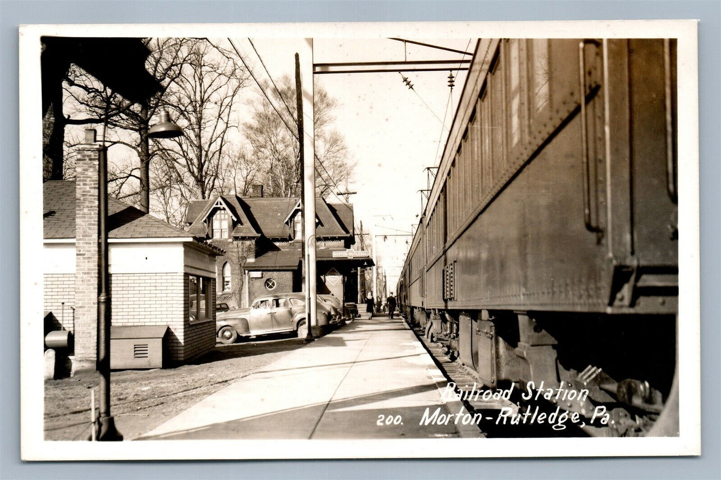 MORTON RUTLEDGE PA RAILROAD STATION VINTAGE REAL PHOTO POSTCARD RPPC RAILWAY