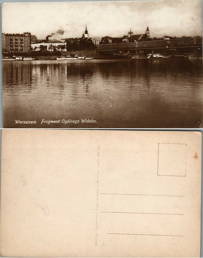 VINTAGE POLISH RPPC REAL PHOTO POSTCARD VIEW OF WARSAW POLAND
