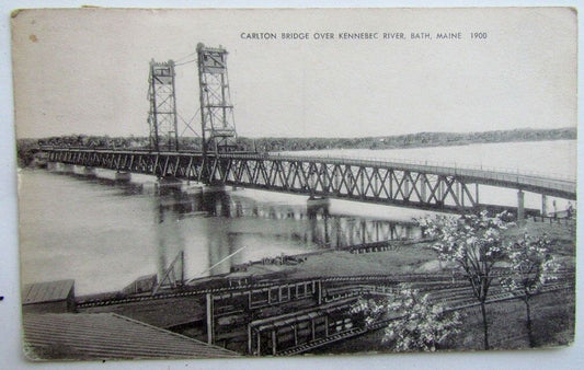 1948 VINTAGE POSTCARD CARLTON BRIDGE OVER KENNEBEC RIVER BATH MAINE
