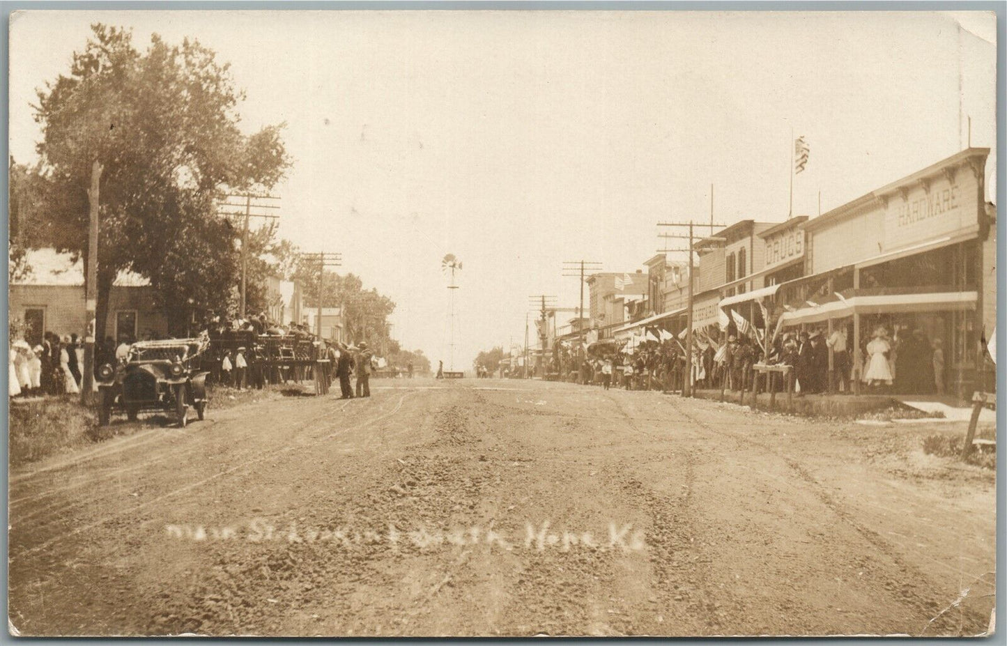 HOPE KS MAIN STREET ANTIQUE REAL PHOTO POSTCARD RPPC