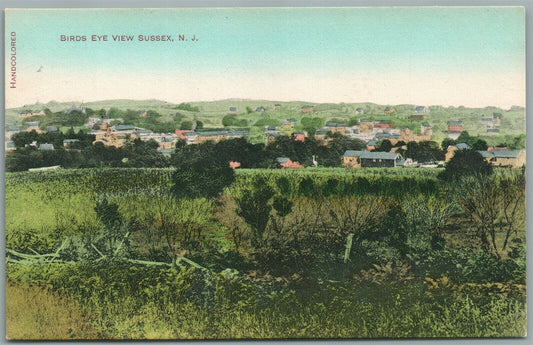 SUSSEX NJ BIRDS EYE VIEW ANTIQUE POSTCARD