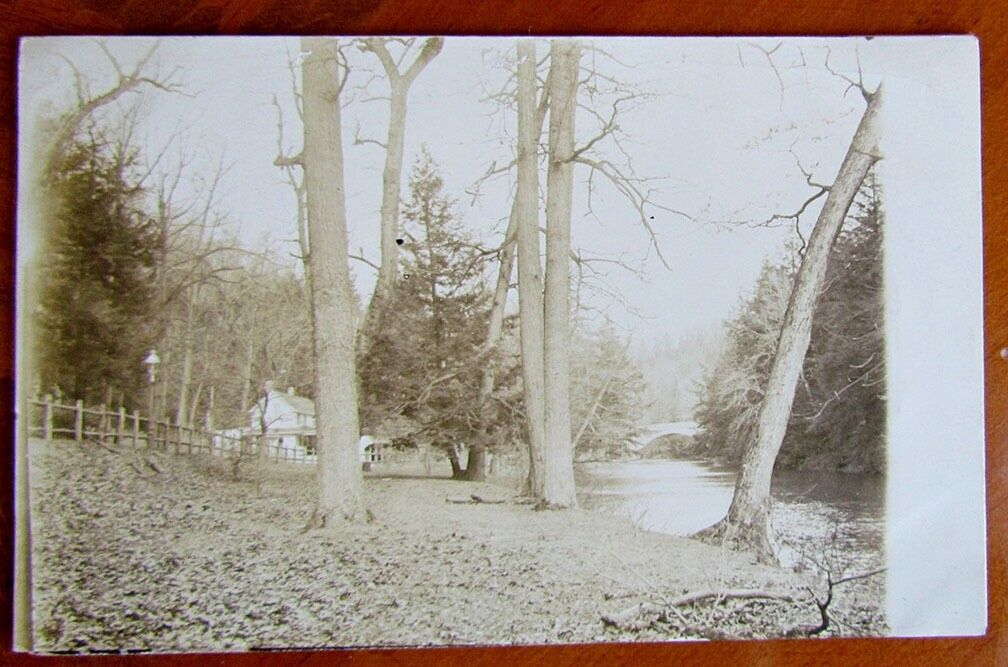 RPPC VINTAGE PHOTO POSTCARD HOUSE & RIVER LANDSCAPE