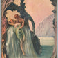 COUPLE IN LOVE ARTIST SIGNED BARCHI ANTIQUE POSTCARD