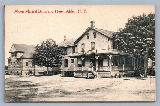 ALDEN NY MINERAL BATH & HOTEL 1910 ANTIQUE POSTCARD