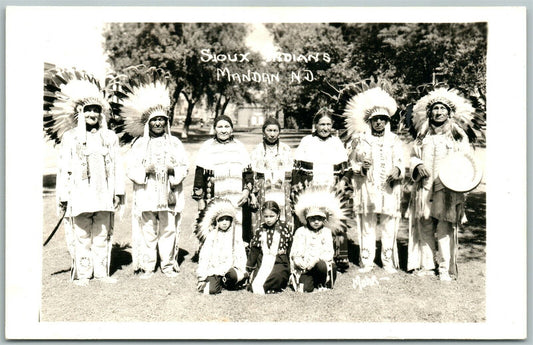 SIOUX INDIAN MANDAN N.D. VINTAGE REAL PHOTO POSTCARD RPPC