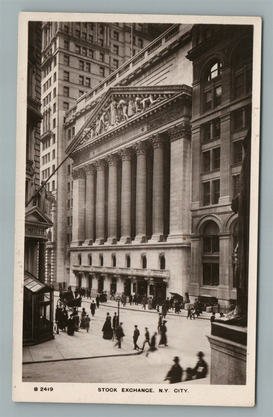 NEW YORK NY STOCK EXCHANGE ANTIQUE REAL PHOTO POSTCARD RPPC