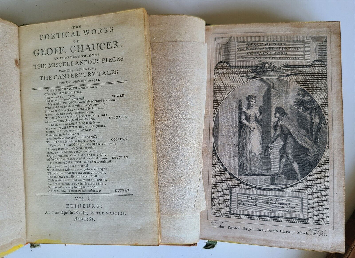 1782 POETICAL WORKS of GEOFFREY CHAUCER antique 11 VOLUMES in ENGLISH