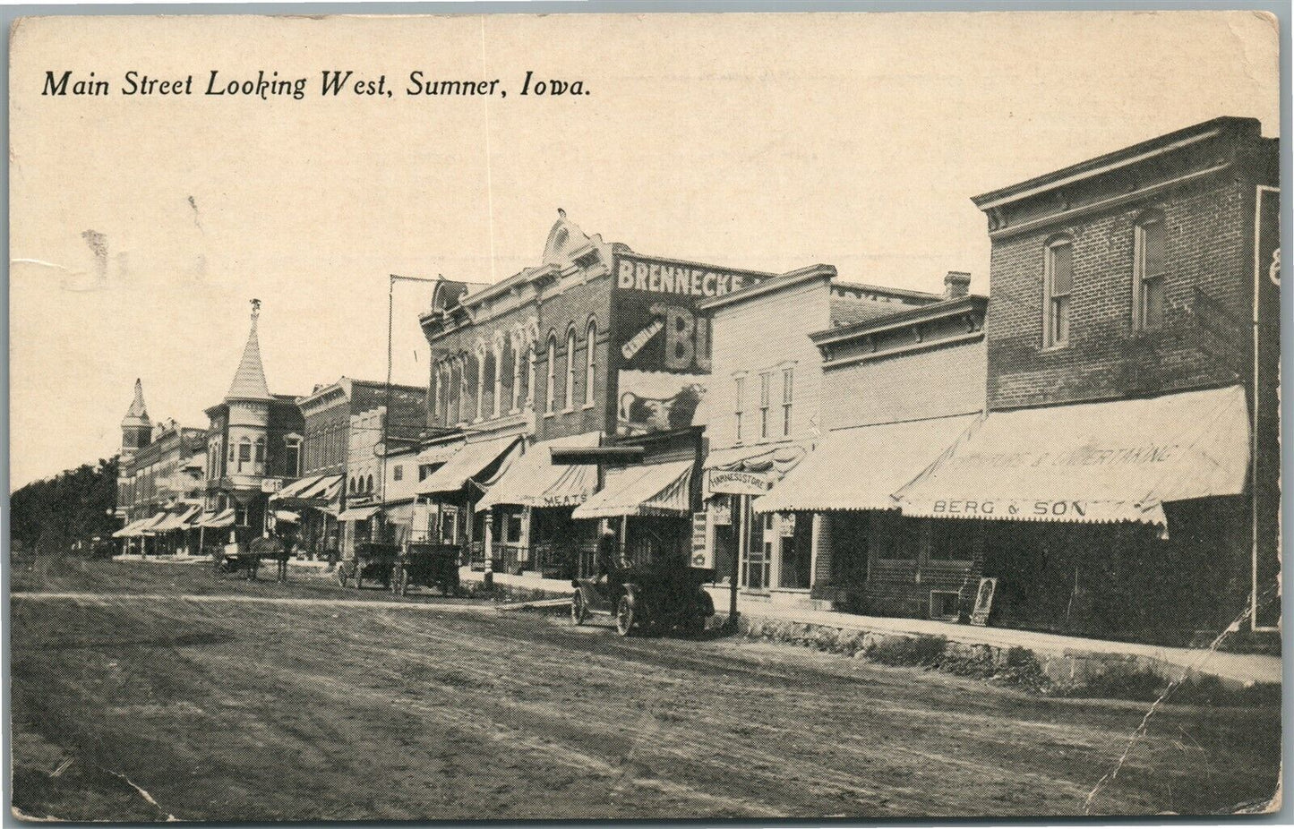 SUMMER IA MAIN STREET ANTIQUE POSTCARD