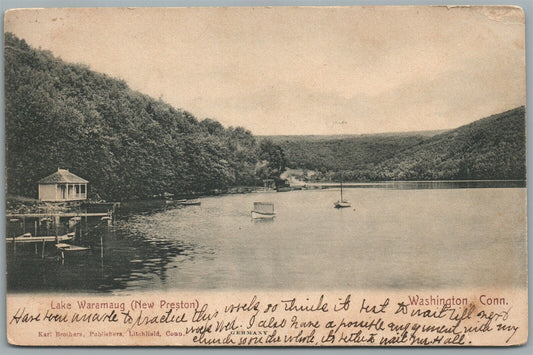 LAKE WARAMAUG CT NEW PRESTON ANTIQUE POSTCARD