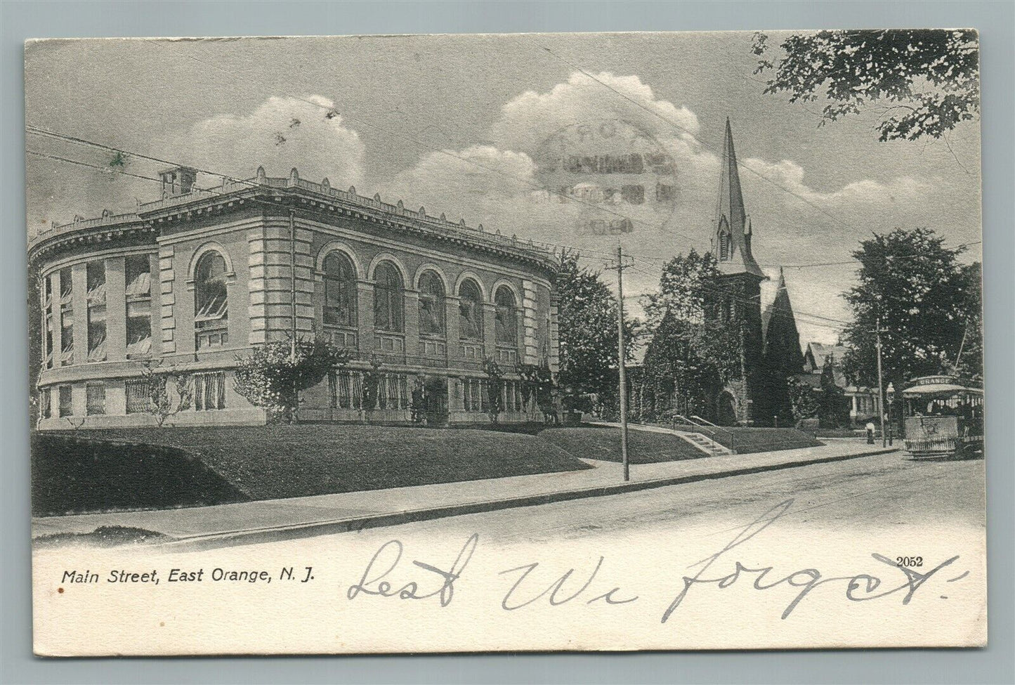EAST ORANGE NJ MAIN STREET 1908 ANTIQUE POSTCARD