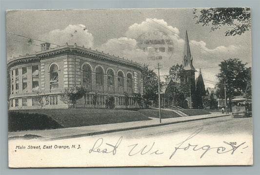 EAST ORANGE NJ MAIN STREET 1908 ANTIQUE POSTCARD