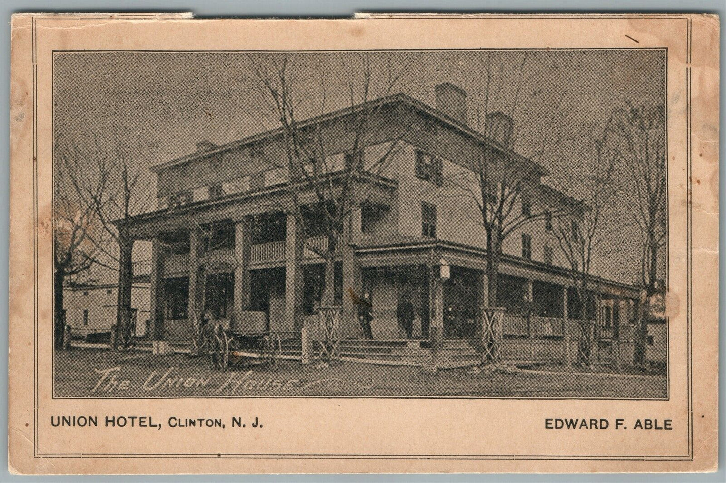 CLINTON NJ UNION HOTEL ADVERTISING ANTIQUE POSTCARD