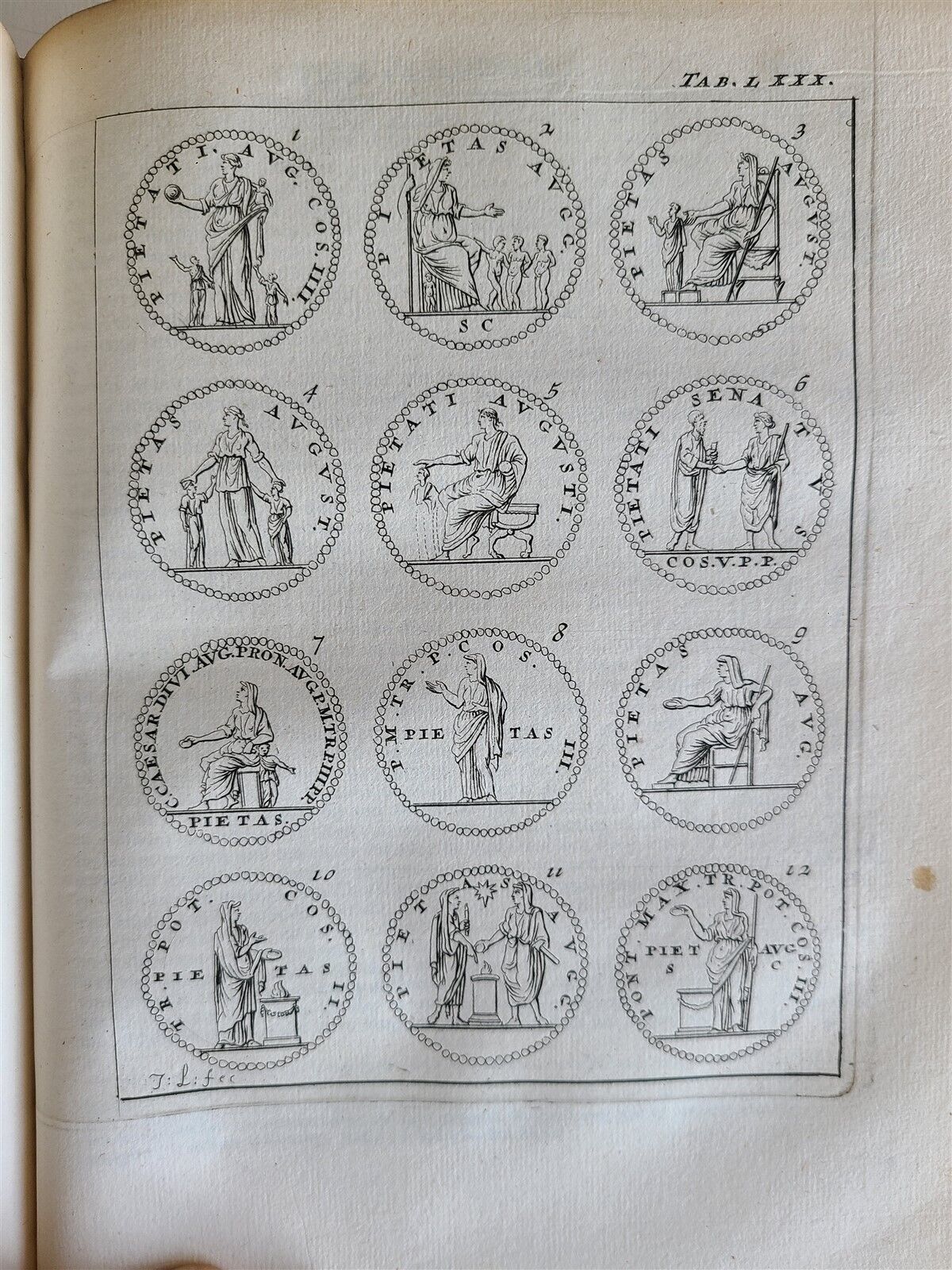 1706 ROMAN NUMISMATICS antique VELLUM BINDING ILLUSTRATED 121 ENGRAVINGS