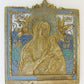 RUSSIAN ICON of VIRGIN of PASSION ANTIQUE ORTHODOX BRONZE ENAMEL 19th century