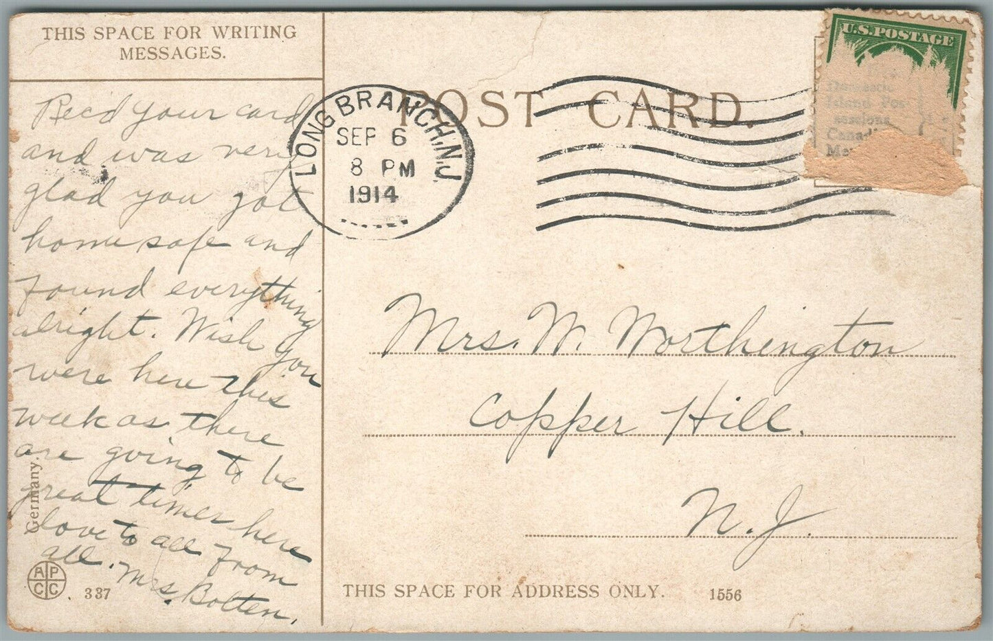 LONG BRANCH NJ PRESBYTERIAN CHURCH ANTIQUE POSTCARD