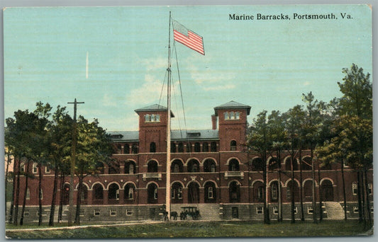 PORTSMOUTH VA MARINE BARRACKS ANTIQUE POSTCARD