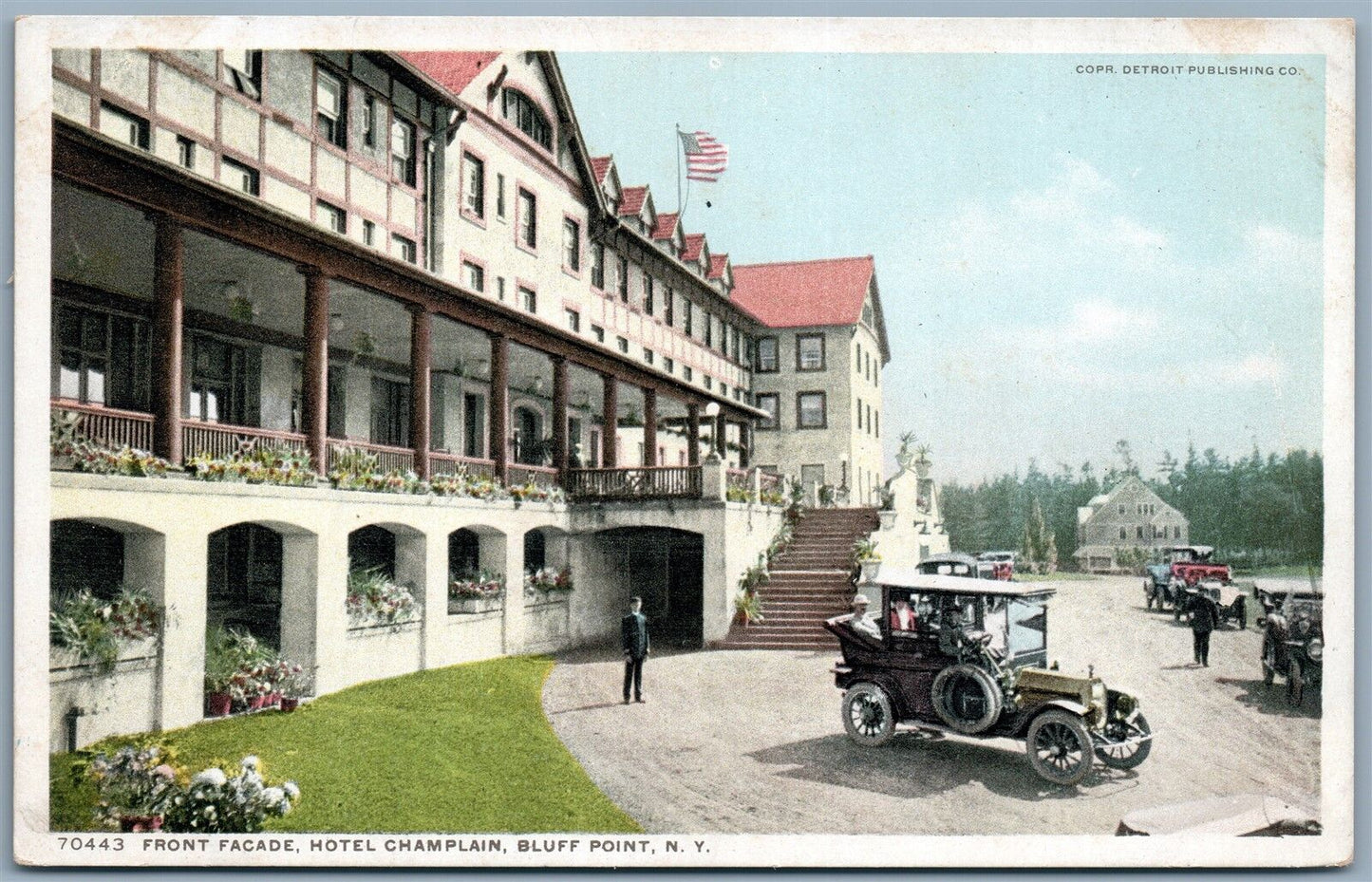 BLUFF POINT NY HOTEL CHAMPLAIN ANTIQUE POSTCARD