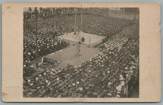 BOXING BOUT UK NAVY ANTIQUE REAL PHOTO POSTCARD RPPC