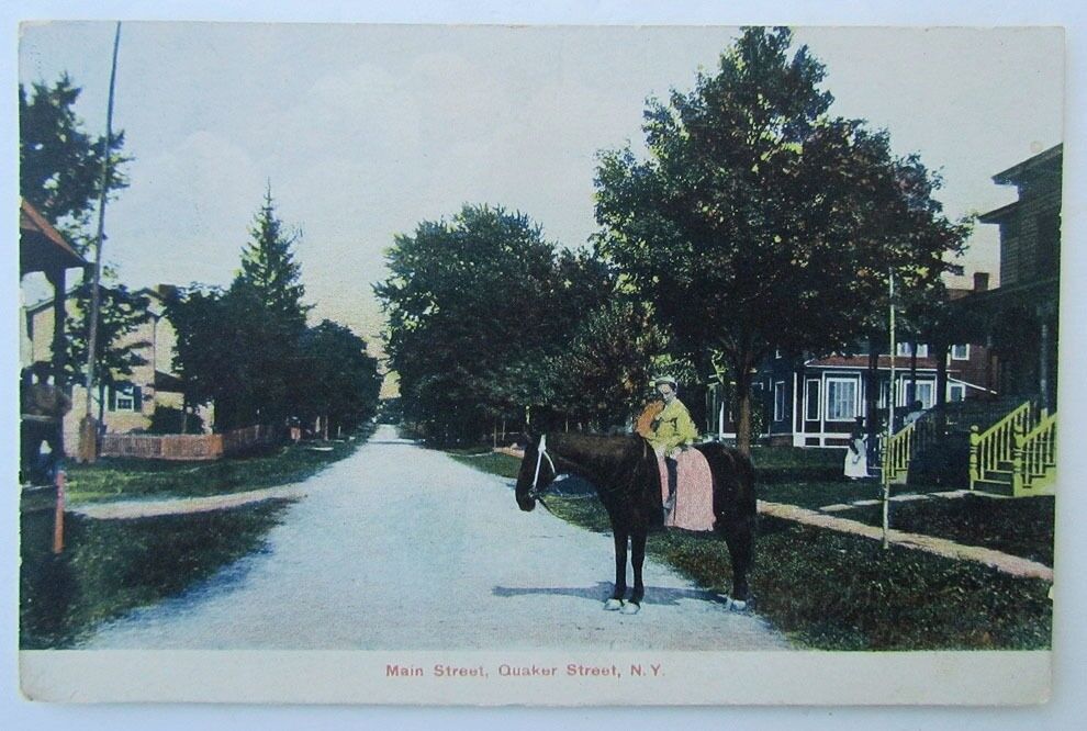 VINTAGE 1909 POSTCARD MAIN STREET QUAKER STREET NY NEW YORK horse